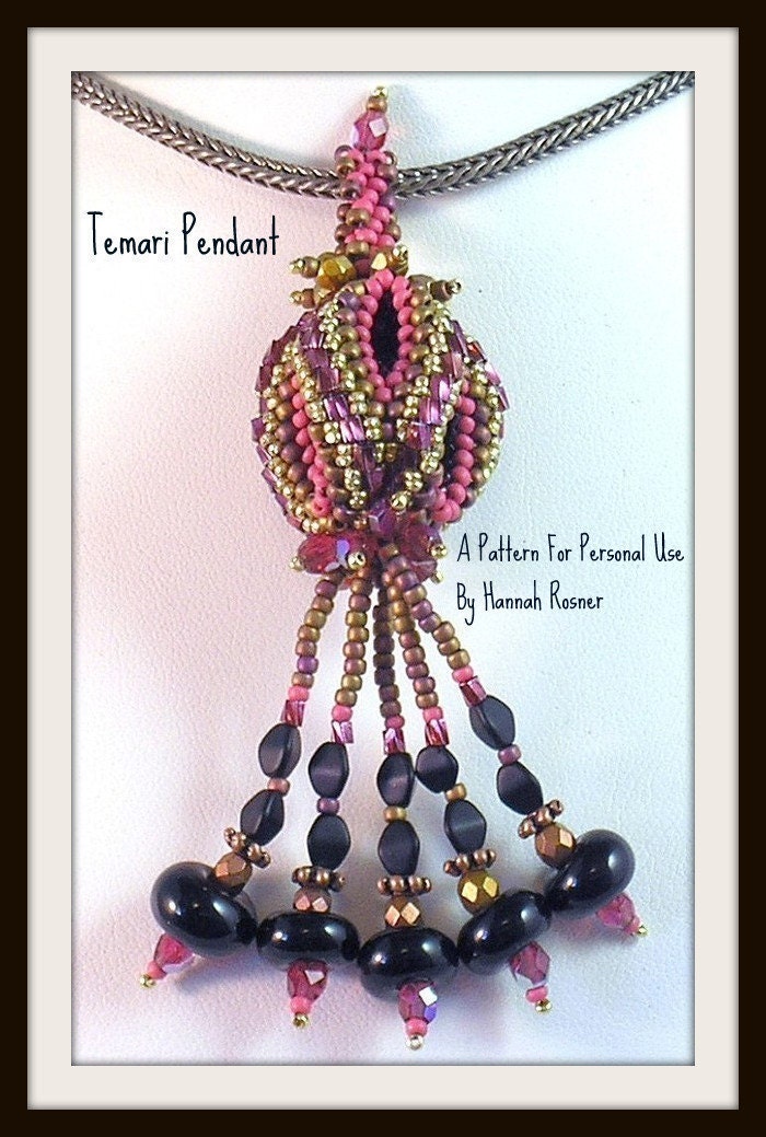 Beading Pattern Temari Ball Bead Woven Pendant tutorial instructions