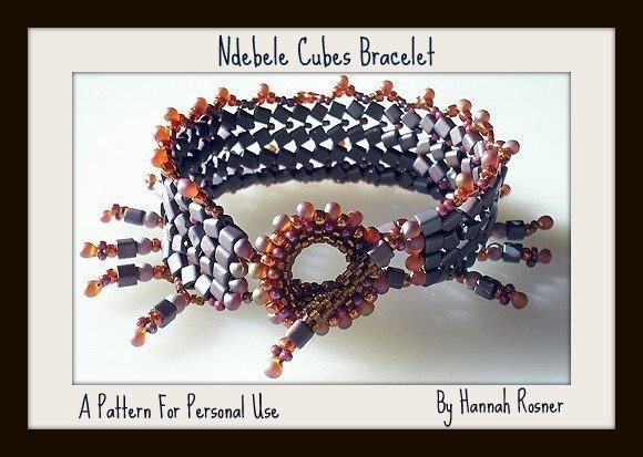 Bead Pattern Herringbone Cubes Bracelet with Toggle Clasp Seed Bead tutorial instructions