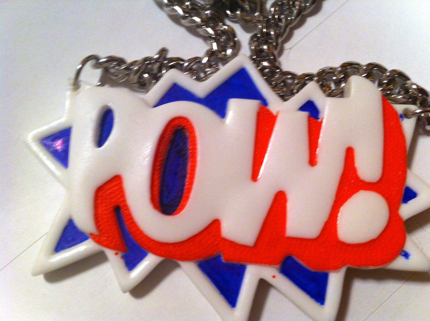 POW red white blue 4th JULY ambush chocker necklace chain silver color plastic hip hop super hero wonder woman pendant cool american flag