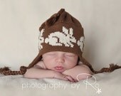 Knit Bunny Hat Newborn Baby Ear Flap Hat Medium Brown and Natural Organic Cotton Easter Bunny Rabbit