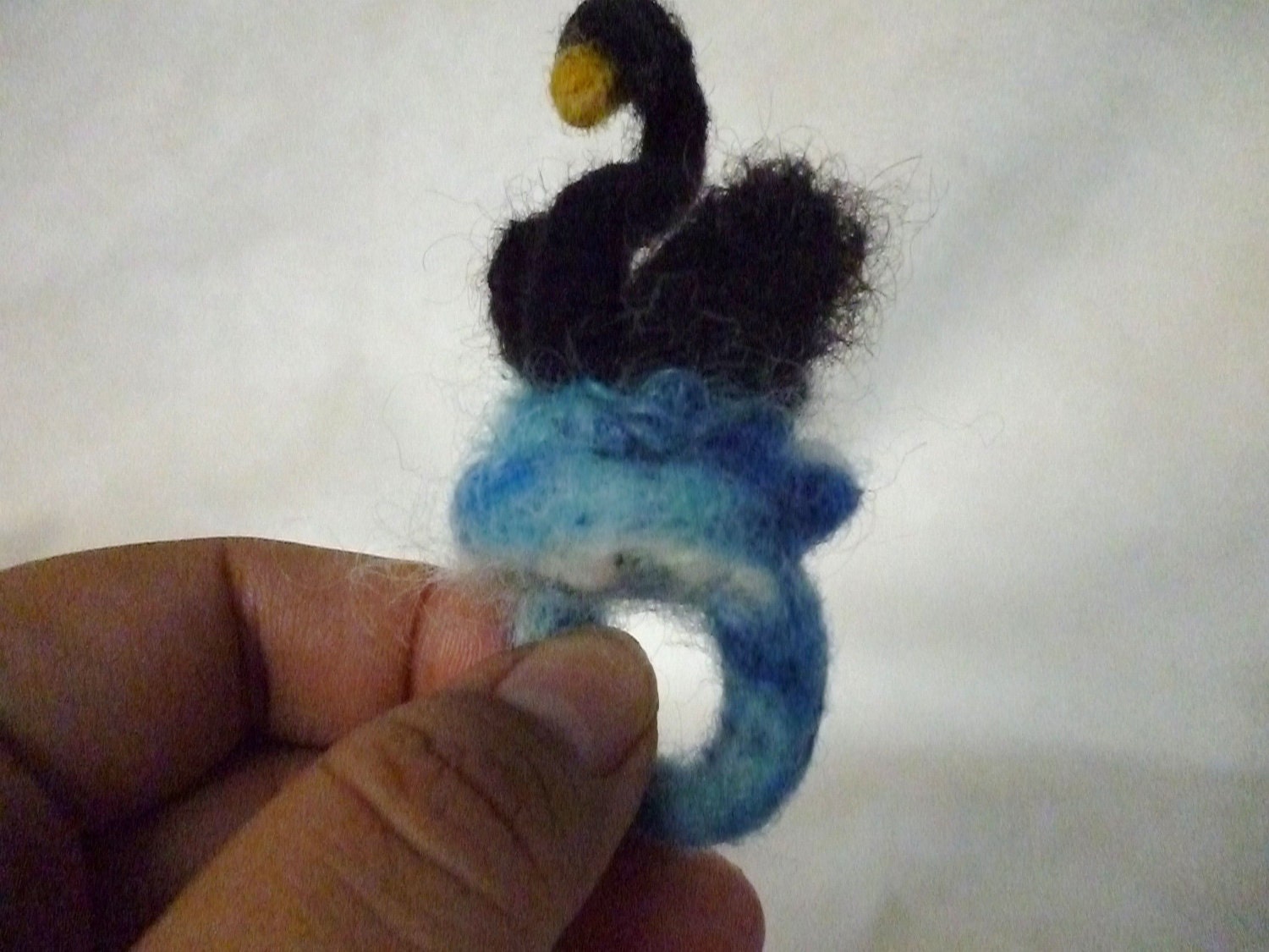 Felted Ebon Black Swan Ring