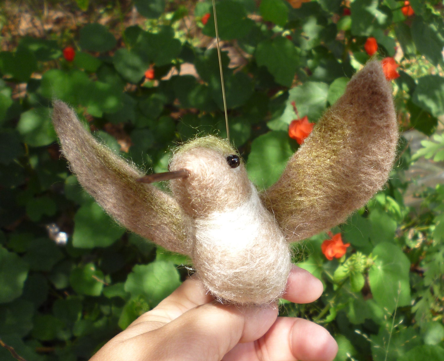 One Ruby Throated Hummingbird Choice Male or Female Custom Needle Felted Creation