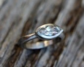 Recycled White Gold and Palladium And White Topaz Gemstone RIng, Engagement Ring