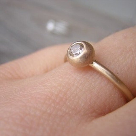 Champagne Diamond and 14k Gold Solitaire, Conflict Free