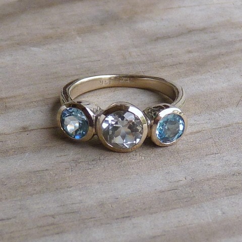 Recycled 14k Palladium White Gold and White Topaz Engagement Ring, Made to Order