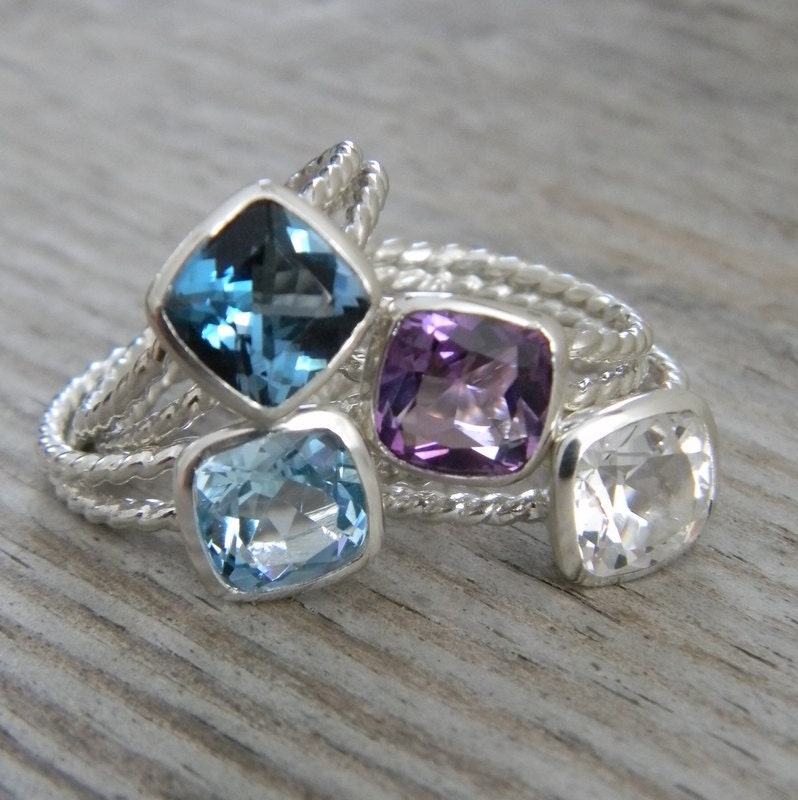 Rapunzel Ring in White Topaz and  Tarnish resistant Sterling Silver, Made To Order