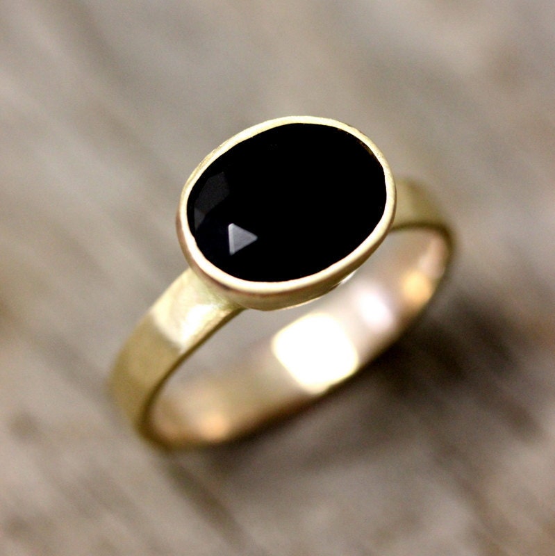 14k Gold And Black Spinel Ring, Gemstone and Recycled Gold Ring, 2nd payment for Una