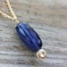 KYANITE and White Sapphire Necklace ain 14k Yellow Gold, Drop Necklace