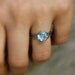 Aquamarine Split Shank 14k Palladium White Gold rapunzel Ring, Engagement Ring or Right Hand Ring