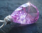 Pink topaz necklace in sterling silver gemstone jewelry sea fairies sea fairys simple statement mermaid pendant --Coqueline--