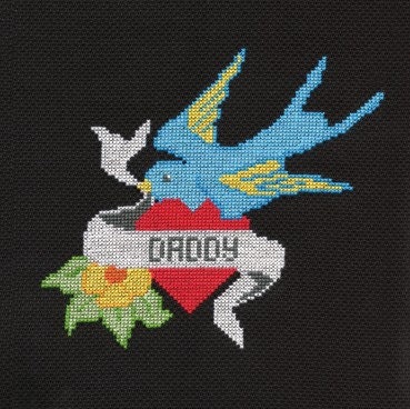 PATTERN Stitch'd Ink 'Swallow Heart Daddy or Mommy Tattoo' Cross Stitch PDF Download
