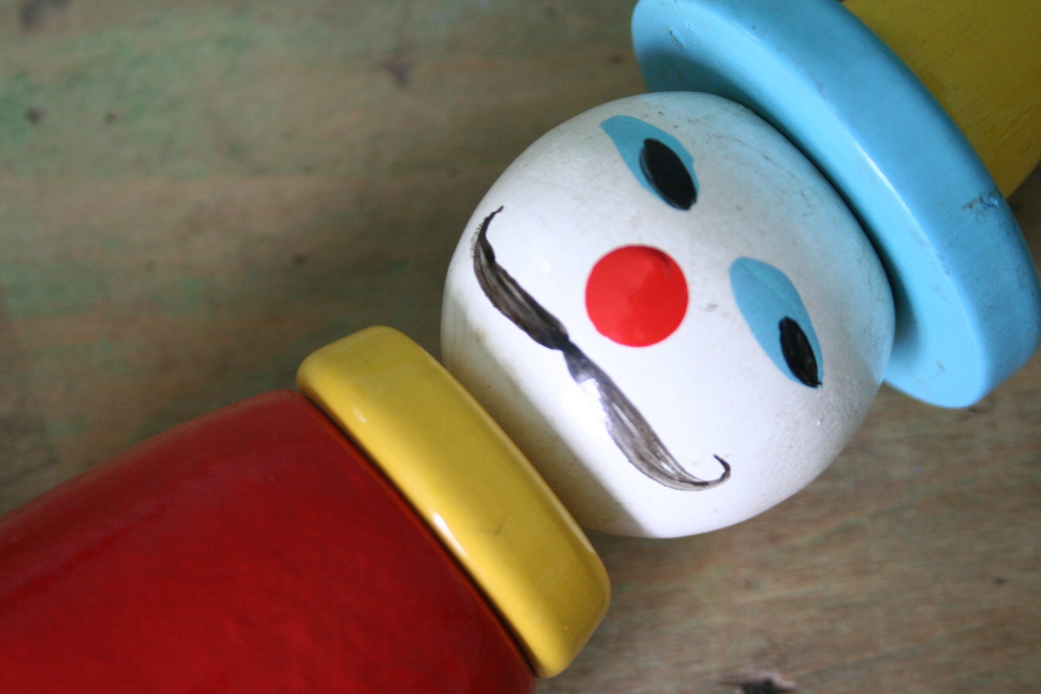 RESERVED - Vintage Colorful Wooden Man SKITTLE - Made in France
