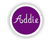 Single Name CIRCLE Vinyl Labels - 15 qty - Waterproof for kids