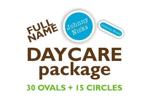 Full Name DAYCARE Set Vinyl Labels - Ovals & Circles