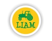 The LIAM  Set - Tractor Circle - Vinyl Name Labels - 30 qty - Waterproof for kids