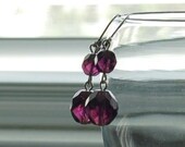 SALE - Amethyst Garden Earrings - Purple Faceted Glass