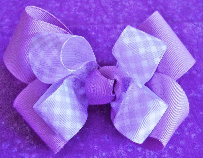 Lavender Gingham Double Hairbow