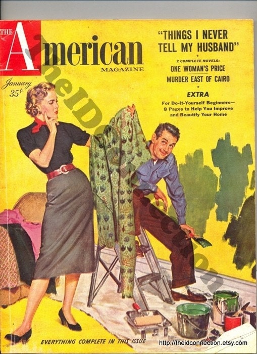 Vintage January 1954 American Magazine retro Man Woman retro 50's Wife Things I never tell my Husband Intimate Secrets that can Make or Break a Marriage classic 1950's art Ripe  for Scrapbooking Crafting, Collage Jewelry arts crafts Mixed Media