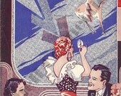 1935 Color Copy of In a Little Gypsy Tea Room Sheet Music Cover, 1930's Illustration, Art Deco, Couple, Tea Room retro 1930's Lovers Romance