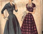 Vintage 1950's Advance Dress Pattern, Slim or Full Skirt Size 12, Retro Rock-a-Billy Style, Pattern 7848