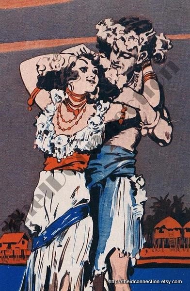 Vintage 1920 Art Deco Piano Sheet Music Isle of Paradise by Mary Earl Ted Fiorito Tropical Island, Sea Breeze, Full Moon Romance, Lovers on Beach Romantic Love Song by Mary Earl, Ted Fiorito Antique artwork retro artistic musical relic
