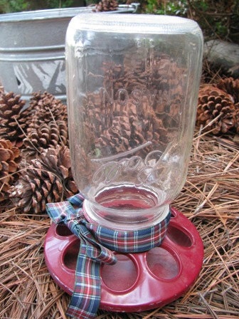 Chicken Feeder, Hen House Feeder, Peep Food, Ball Canning Jar, Rustic ...