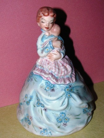 RESERVED FOR LARRYSBABY 1959 Ceramic Mother & Child Figurine, Hand Painted, Victorian, Infant, Toddler, Mother and Child