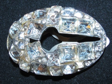 Costume Jewelry Rhinestones 1940's Shoe Clip ornate fashion style design antique Jeweler collectible Show Girl Tap Dancer
