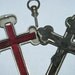 Pectoral Reliquary Cross Relic Crucifix Vintage, Antique Metal Pendant, Red Cloth, True Cross Relic, Bishops, Cardinals, Priests and Laity