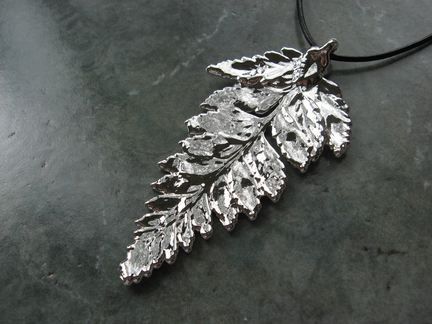 Real Leaf Necklace Pendant - Sterling Silver - Fern