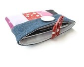 Fabric Card Holder - Denim Pouch - Credit Card Holder - Womens Card Holder - Pink Red Black - MegExpressions