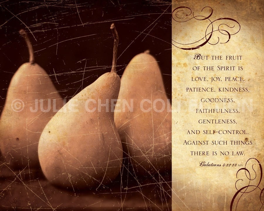 Scripture Art, Inspirational Art, Bible Verse Art, Christian Art : FRUIT OF SPIRIT (Galatians 5) 8x10 Fine Art Print