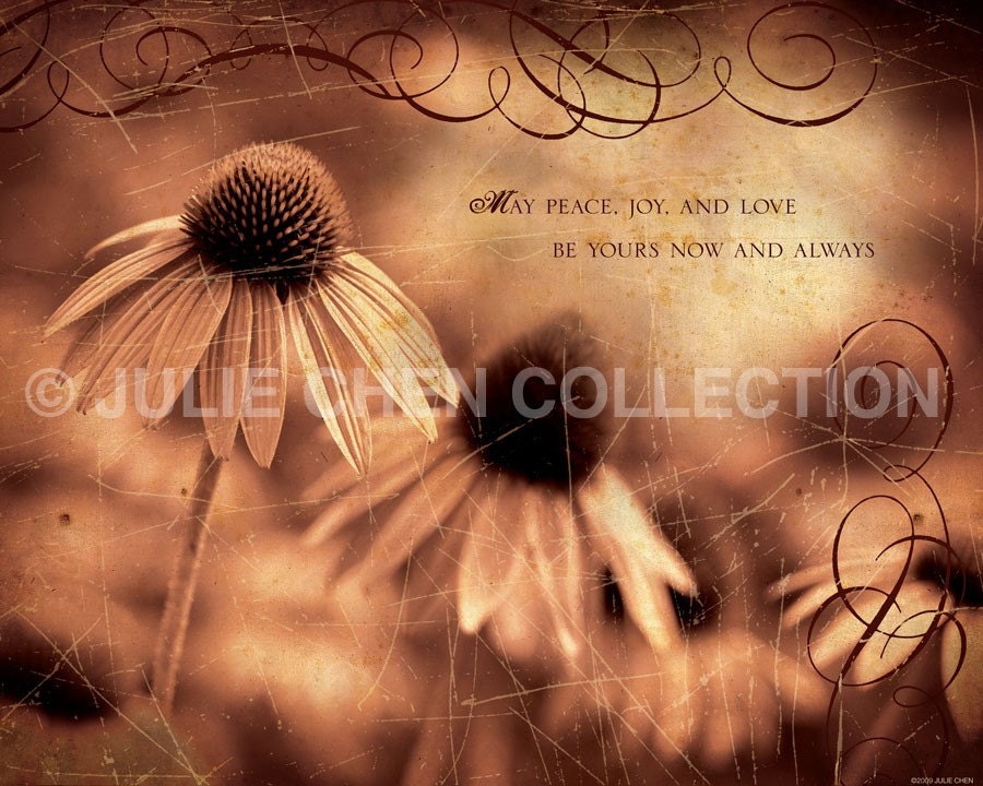 Inspirational Art PEACE JOY LOVE 8x10 Fine Art Print