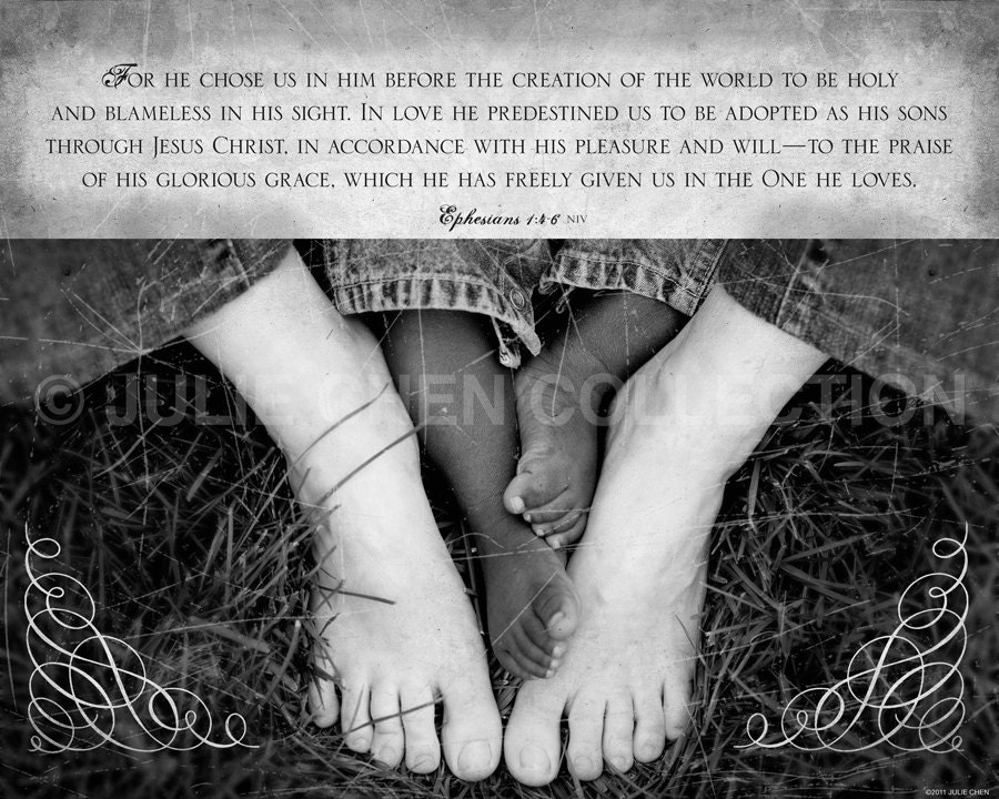 Adoption Scripture Art Inspirational Art Bible Art : CHOSEN (Ephesians 1) 8x10 Fine Art Print