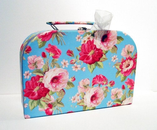 Vintage Floral Paper Mache Suitcase Box for craft project