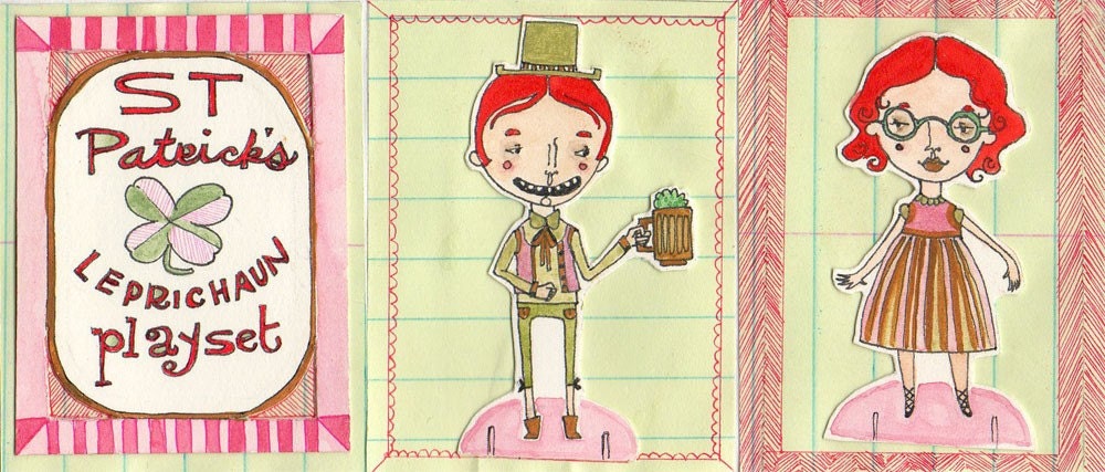 St. Patrick's Leprechaun  Handmade Paper Doll Play Set