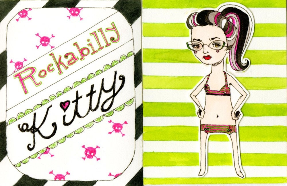Rockabilly Kitty Paper Doll