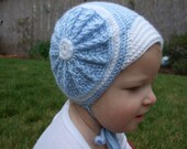 Retro Blue Circle Hat - Size 0-3 months - Newborn winter hat