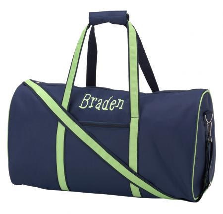 Personalized Navy & Green Duffel Bag