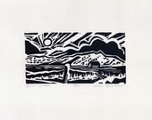 IRISH SOLITUDE original linocut