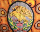 SALE-Amazing Vintage Wool Blanket - Reversible Plaid and Mexican Eagle