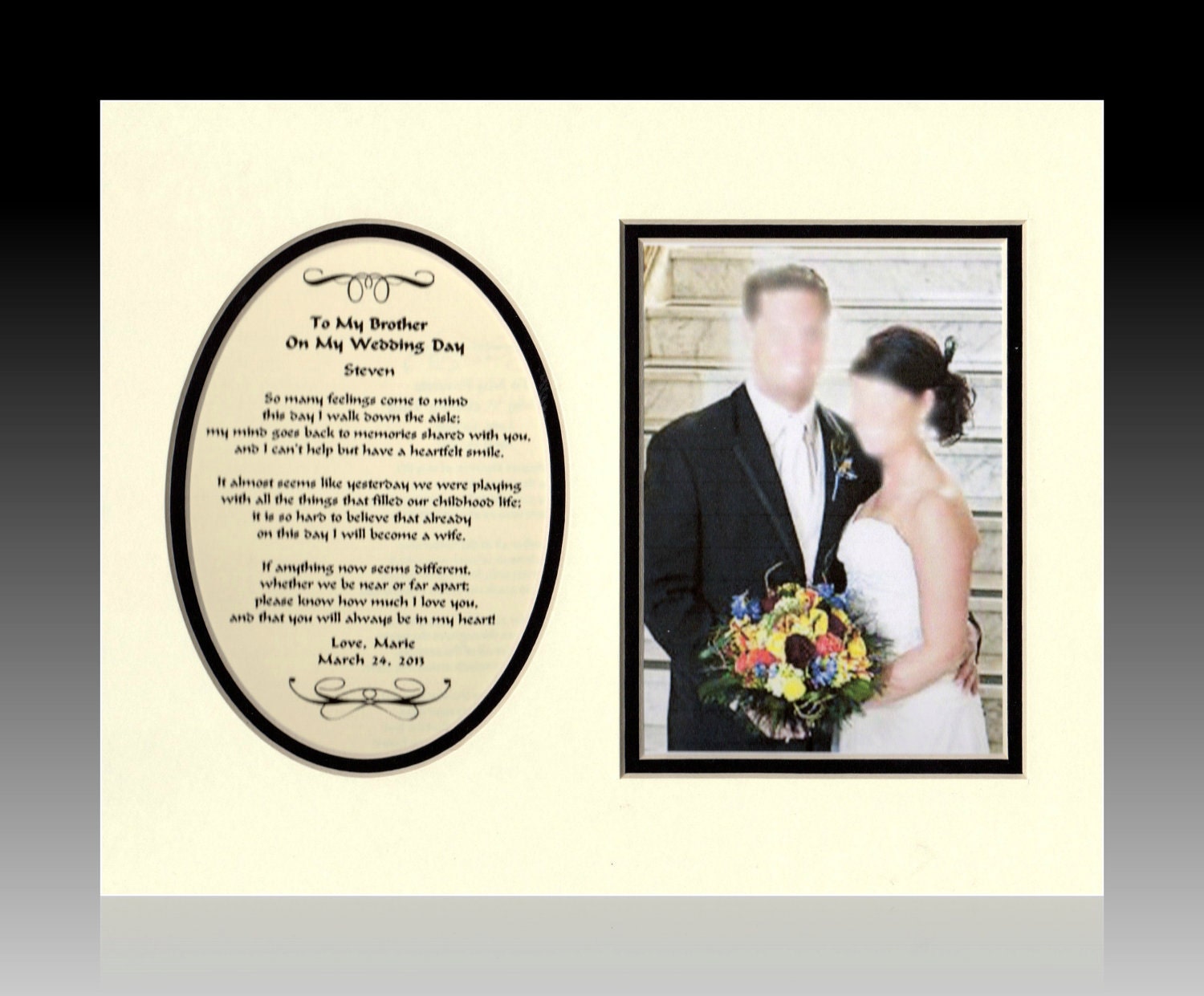 To My Brother On My Wedding Day Personalized Bridal Gift Favor