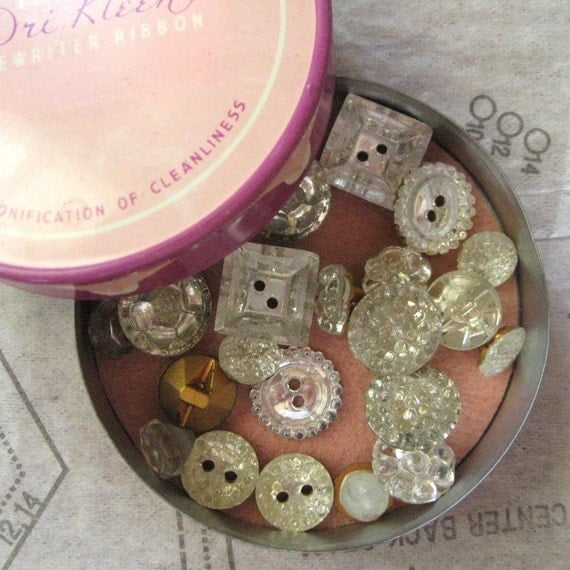 Instant Collection - Vintage Mirrored Glass Buttons in Tin