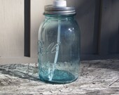 Vintage Blue Ball Mason Canning Jar Soap dispenser pump Kitchen Bathroom laundry Primitive country