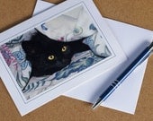 Black Kitten Blank Photo Greeting Note Card On Lustre Paper And Cardstock
