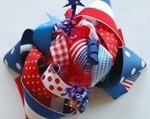 boutique FUNKY fun PATRIOTIC USA hair bow clip