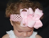 boutique double-layered BIG PINK headband bow