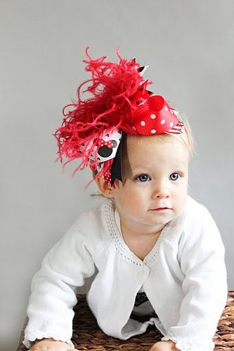 NEW boutique over the top MINNIE polka dot hair bow on a headband