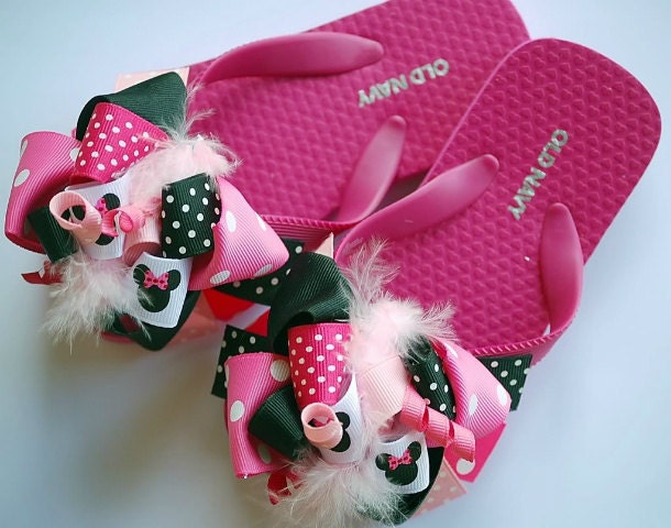 boutique PINK MINNIE FUNKY fun flip flop bow sandals