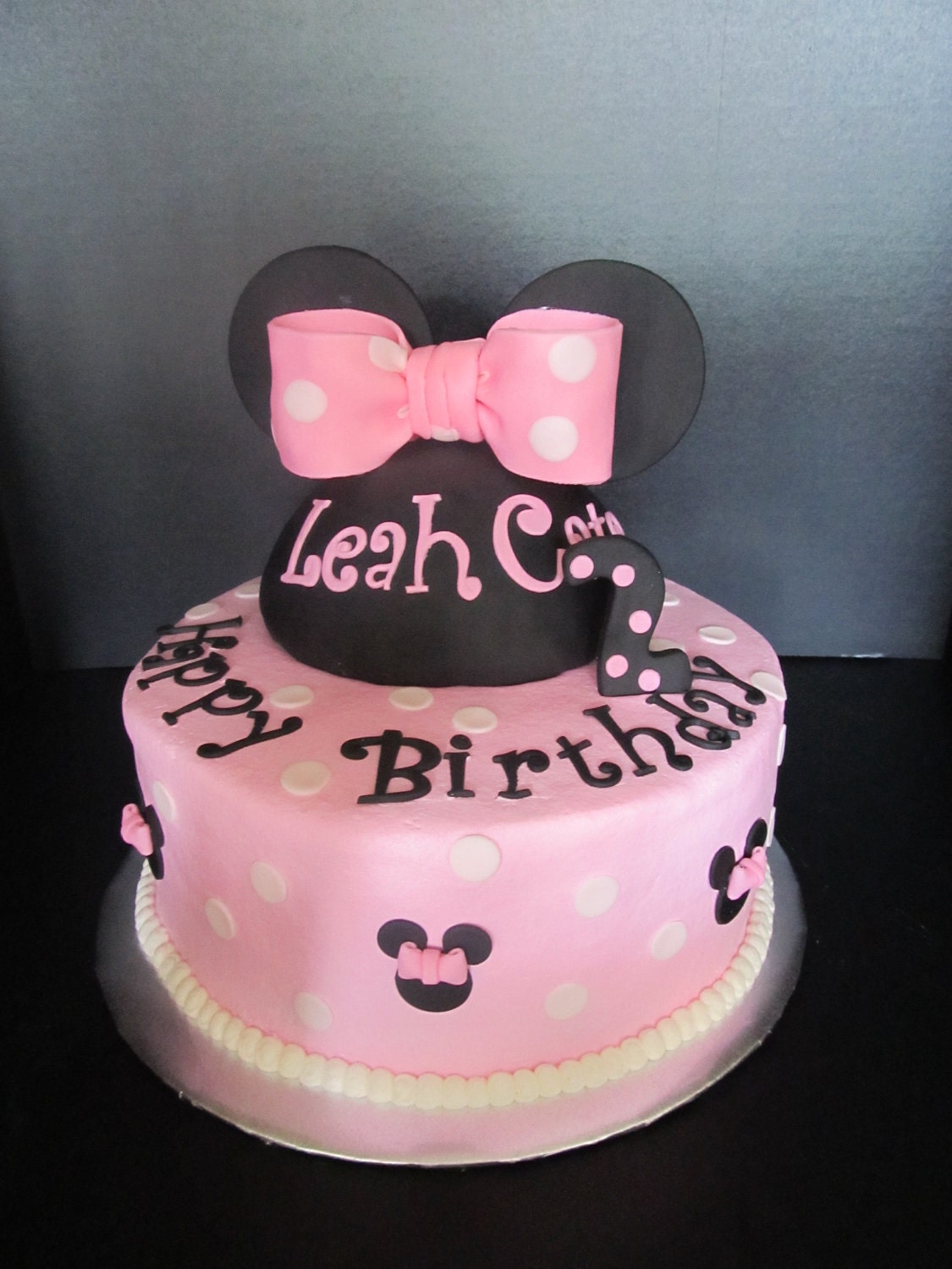 Minnie Mouse Inspired Dome Head, Ears & Bow Complete Fondant Cake Topper Set